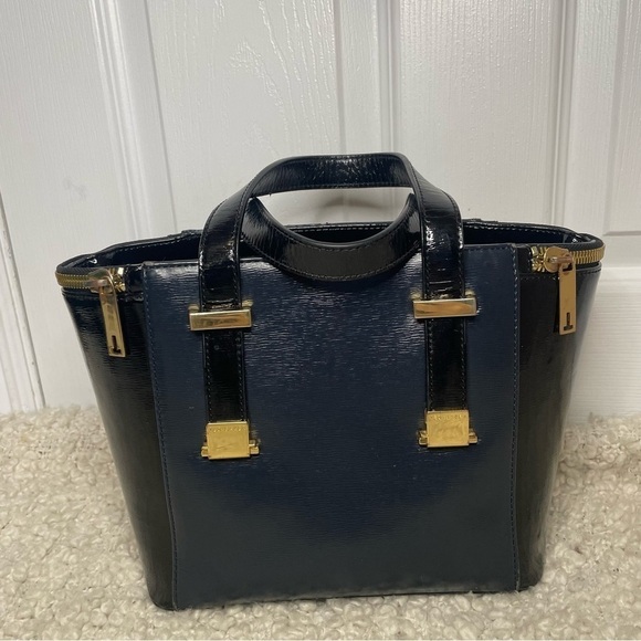 Ted Baker Leather Blue and Black Satchel Bag Purse - Picture 1 of 9